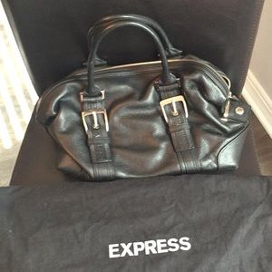 Express black leather purse
